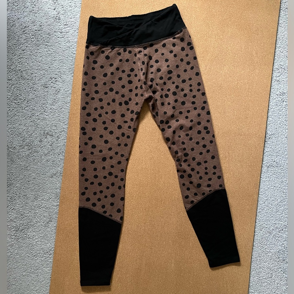 Pact Brown and Black Leggings with Color-Block Design